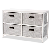 Baxton Studio Camber Modern and Contemporary White Finished Wood 4-Basket Storage Unit